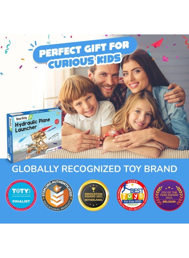 Smartivity 2in1 Hydraulic Aeroplane & Dart Launcher Toy for Kids 6-8-10-12-14 Years Old | Shoots Planes/Darts Far in Air I Birthday Gifts for Boys & Girls | DIY Science Toy for Kids 6-14 - Image 4